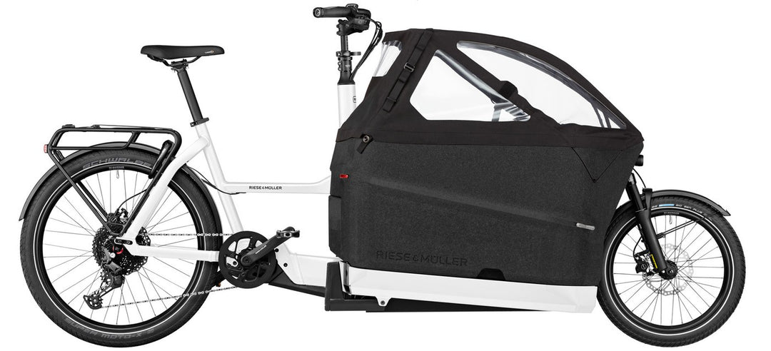 R&M Packster2 70 CT Vario, white, kiox 300, rear carrier, three child seats, 750wh, buggy, ABS